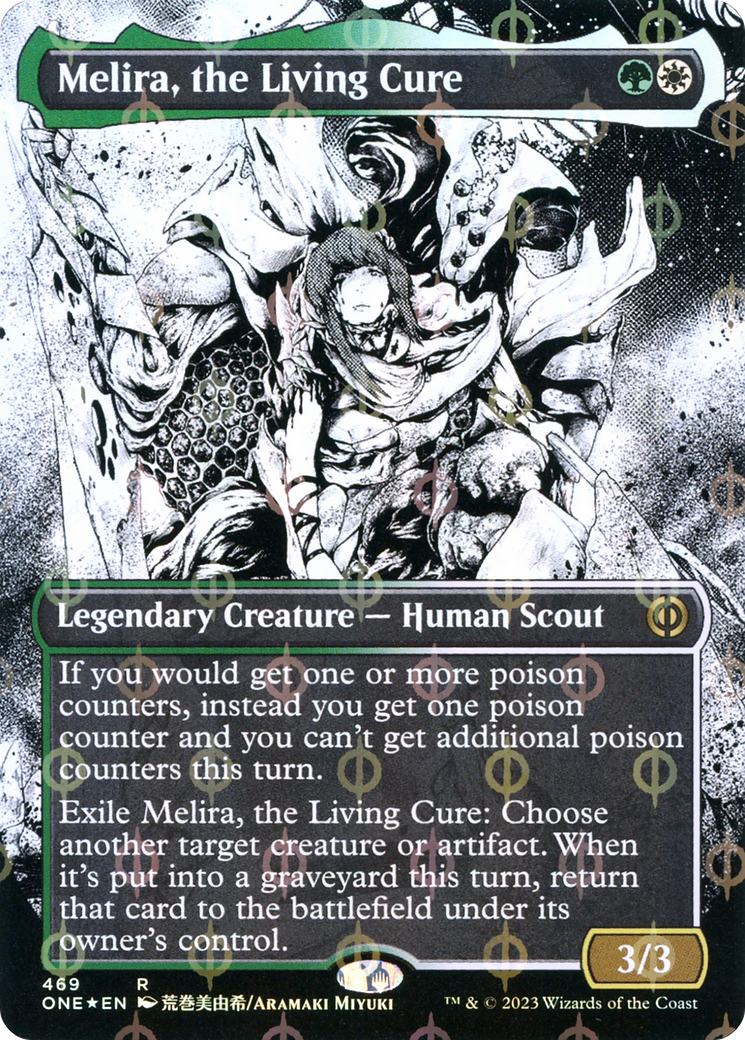 Melira, the Living Cure (Borderless Manga Step-and-Compleat Foil) [Phyrexia: All Will Be One] | Chromatic Games