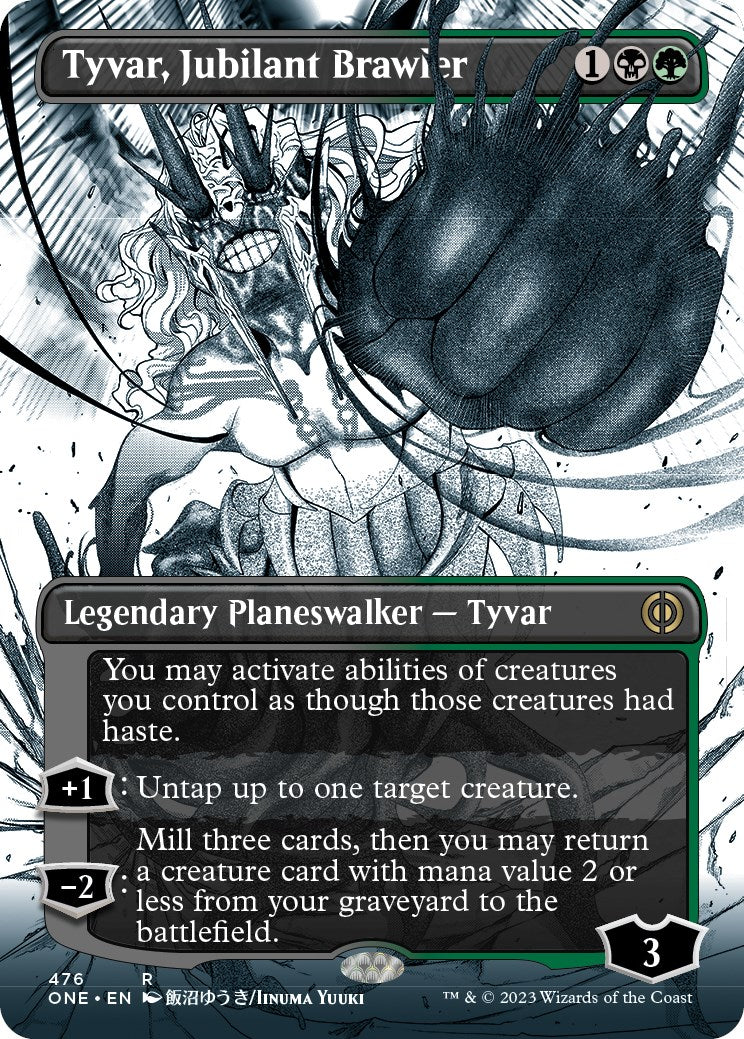 Tyvar, Jubilant Brawler (Borderless Manga Step-and-Compleat Foil) [Phyrexia: All Will Be One] | Chromatic Games