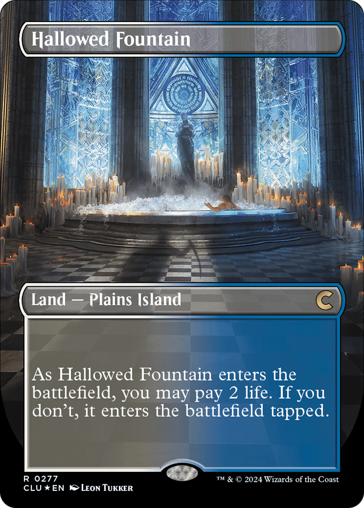 Hallowed Fountain (Borderless) [Ravnica: Clue Edition] | Chromatic Games