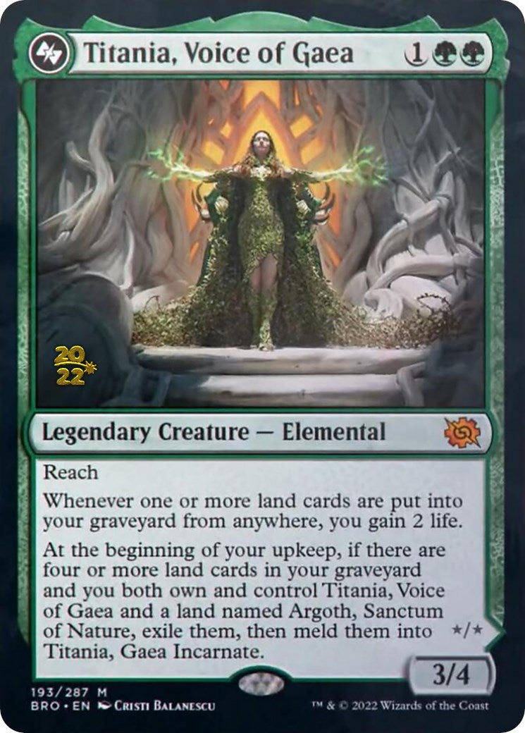 Titania, Voice of Gaea [The Brothers' War Prerelease Promos] | Chromatic Games