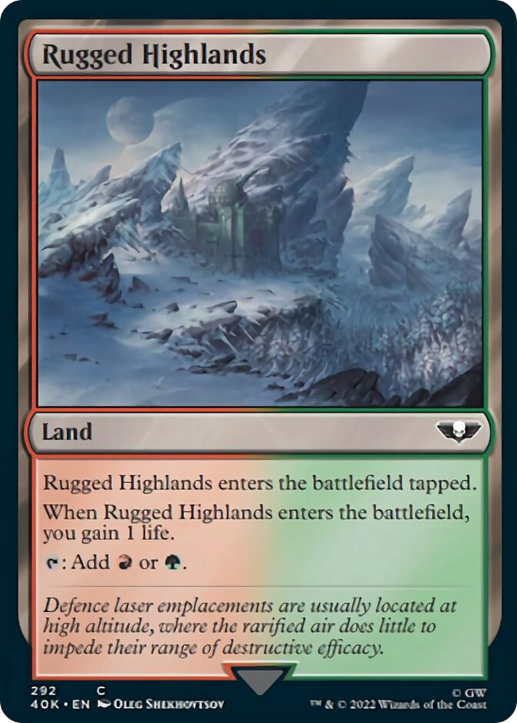 Rugged Highlands (Surge Foil) [Warhammer 40,000] | Chromatic Games