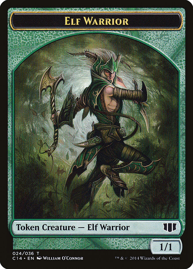 Gargoyle // Elf Warrior Double-Sided Token [Commander 2014 Tokens] | Chromatic Games