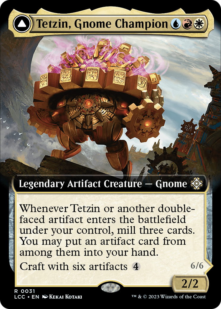 Tetzin, Gnome Champion // The Golden-Gear Colossus (Extended Art) [The Lost Caverns of Ixalan Commander] | Chromatic Games