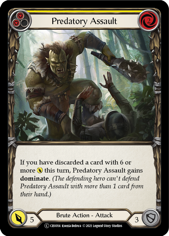 Predatory Assault (Yellow) [U-CRU014] (Crucible of War Unlimited)  Unlimited Rainbow Foil | Chromatic Games