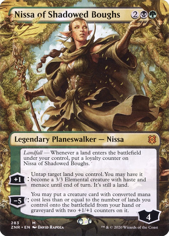 Nissa of Shadowed Boughs (Borderless) [Zendikar Rising] | Chromatic Games