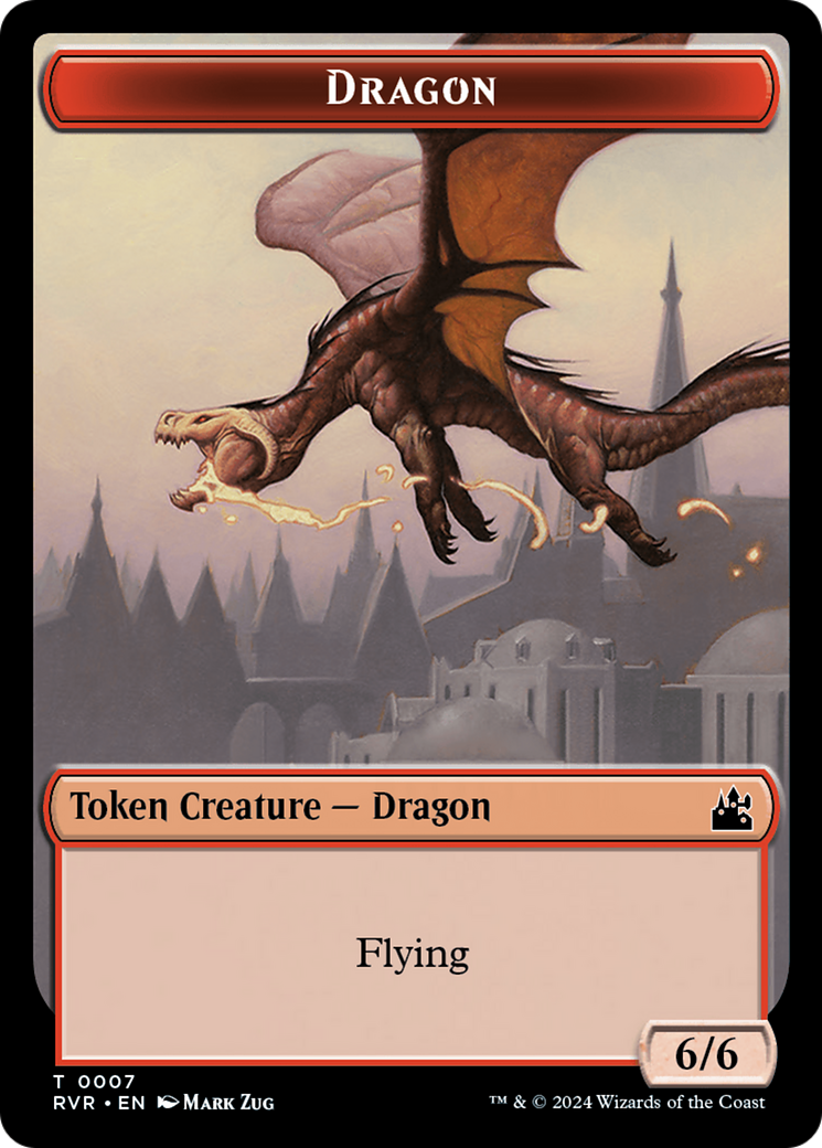 Spirit (0018) // Dragon Double-Sided Token [Ravnica Remastered Tokens] | Chromatic Games