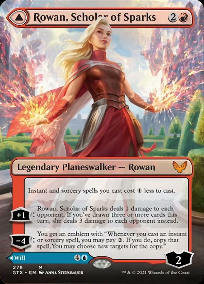 Rowan, Scholar of Sparks // Will, Scholar of Frost (Borderless) [Strixhaven: School of Mages] | Chromatic Games