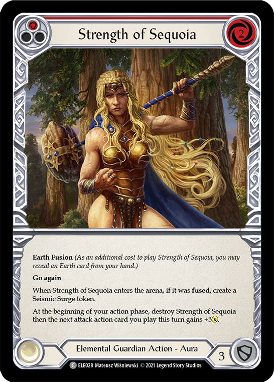 Strength of Sequoia (Red) [ELE028] (Tales of Aria)  1st Edition Rainbow Foil | Chromatic Games