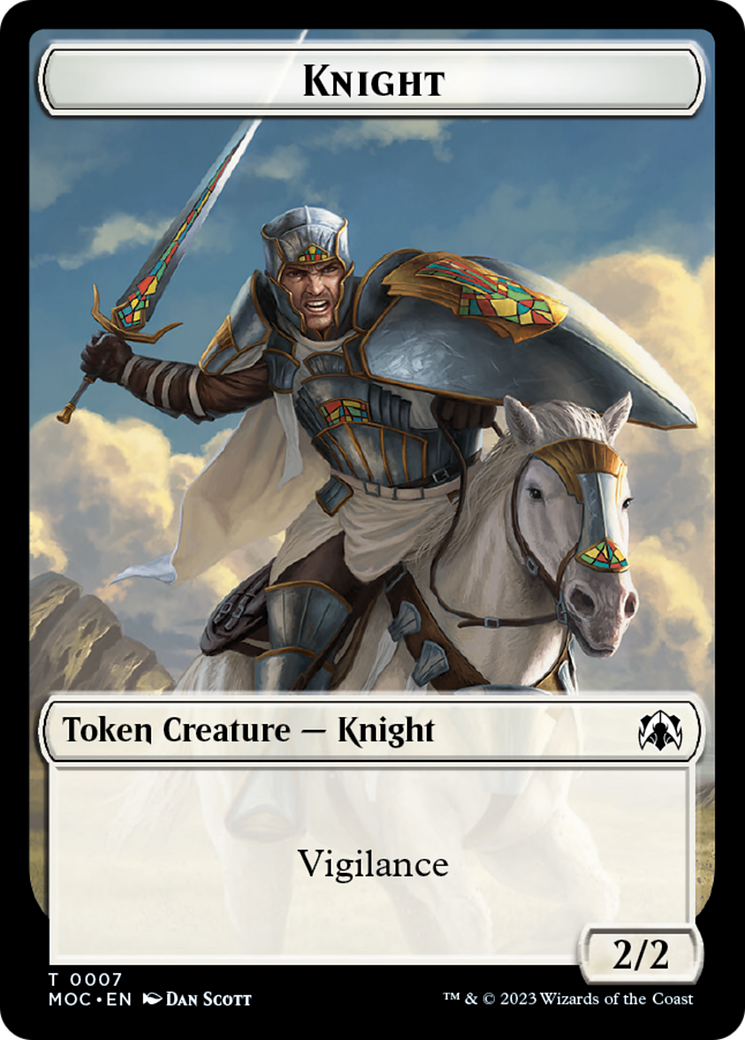 Knight (7) // Spirit (14) Double-Sided Token [March of the Machine Commander Tokens] | Chromatic Games