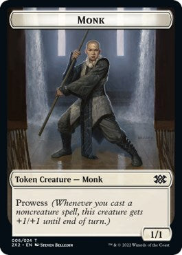 Wrenn and Six Emblem // Monk Double-Sided Token [Double Masters 2022 Tokens] | Chromatic Games