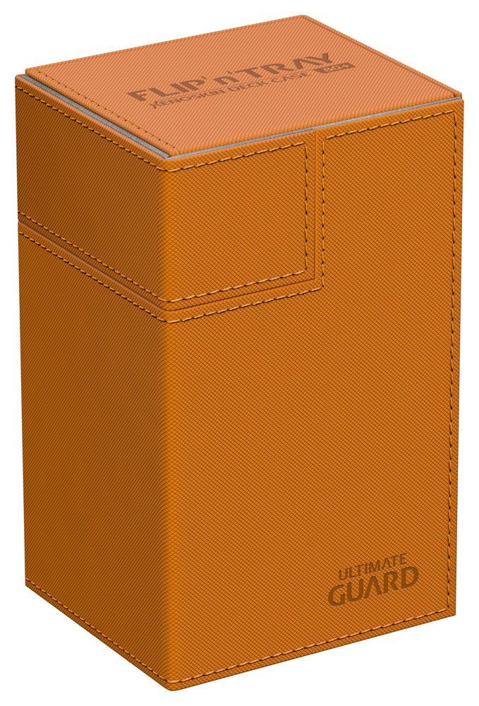 Ultimate Guard Flip n Tray Deck Case 80+ Standard Size XenoSkin Orange Deck Box | Chromatic Games