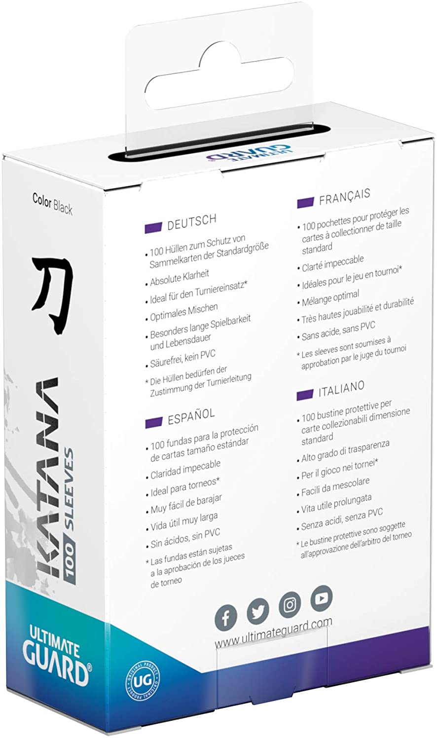 Ultimate Guard Katana Standard Size Sleeves 100pc (Black) | Chromatic Games