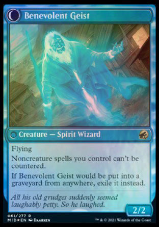 Malevolent Hermit // Benevolent Geist [Innistrad: Midnight Hunt Prerelease Promos] | Chromatic Games