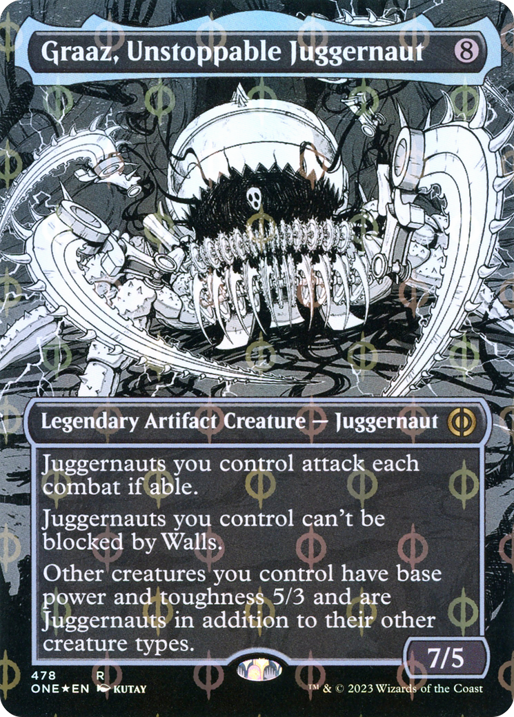 Graaz, Unstoppable Juggernaut (Borderless Manga Step-and-Compleat Foil) [Phyrexia: All Will Be One] | Chromatic Games