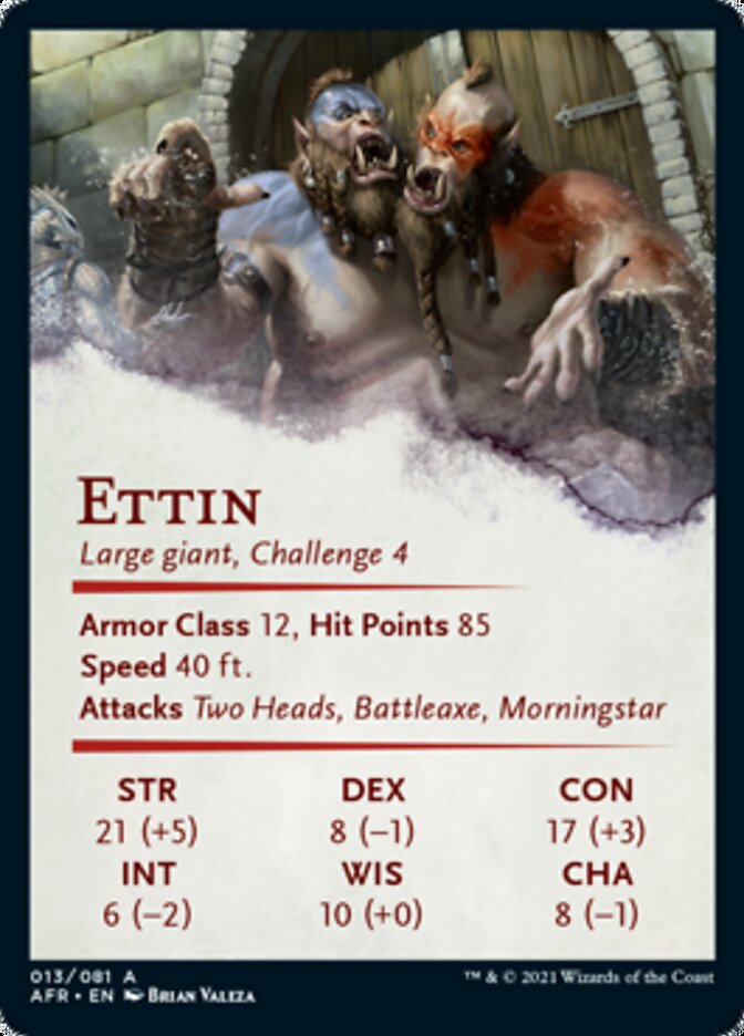 Ettin Art Card (Gold-Stamped Signature) [Dungeons & Dragons: Adventures in the Forgotten Realms Art Series] | Chromatic Games