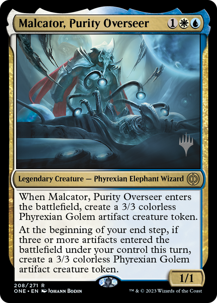 Malcator, Purity Overseer (Promo Pack) [Phyrexia: All Will Be One Promos] | Chromatic Games