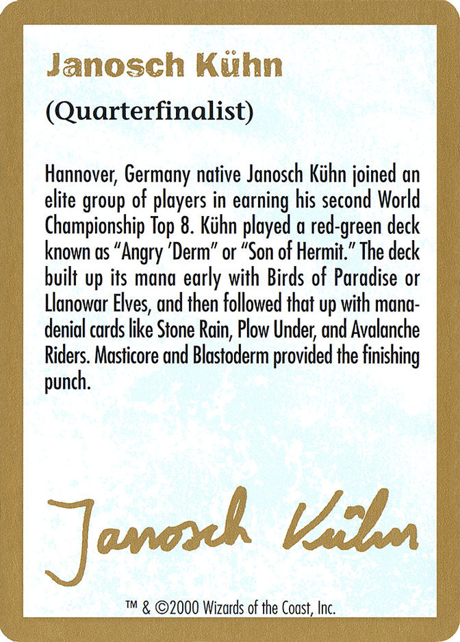 Janosch Kuhn Bio (2000) [World Championship Decks 2000] | Chromatic Games