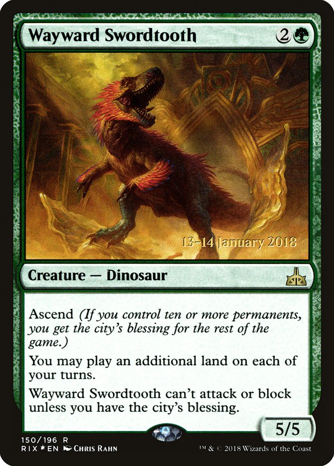 Wayward Swordtooth [Rivals of Ixalan Prerelease Promos] | Chromatic Games