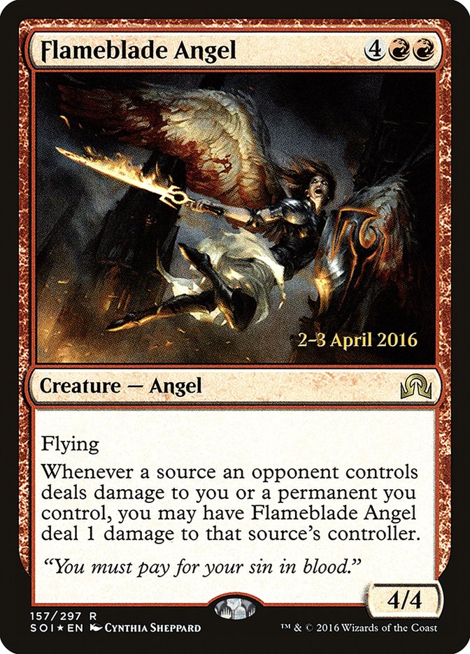 Flameblade Angel [Shadows over Innistrad Prerelease Promos] | Chromatic Games