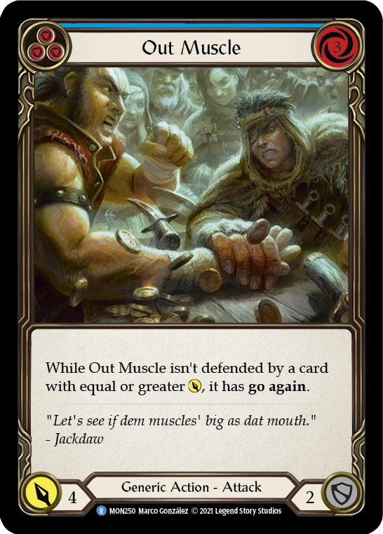 Out Muscle (Blue) [MON250-RF] (Monarch)  1st Edition Rainbow Foil | Chromatic Games