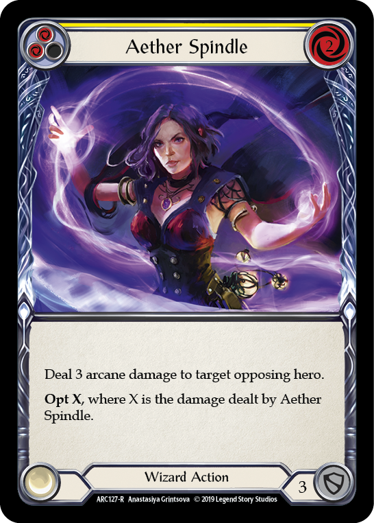 Aether Spindle (Yellow) [ARC127-R] (Arcane Rising)  1st Edition Rainbow Foil | Chromatic Games