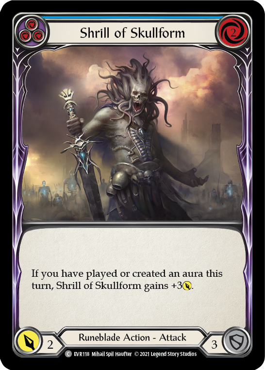 Shrill of Skullform (Blue) [EVR118] (Everfest)  1st Edition Rainbow Foil | Chromatic Games