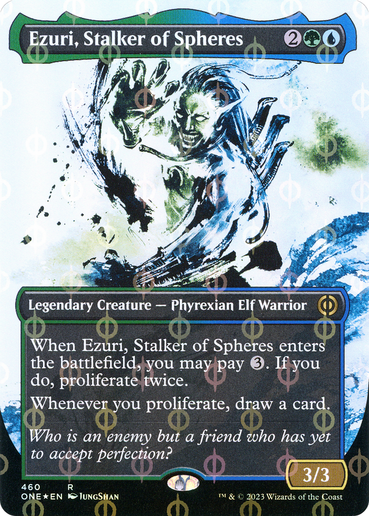 Ezuri, Stalker of Spheres (Borderless Ichor Step-and-Compleat Foil) [Phyrexia: All Will Be One] | Chromatic Games