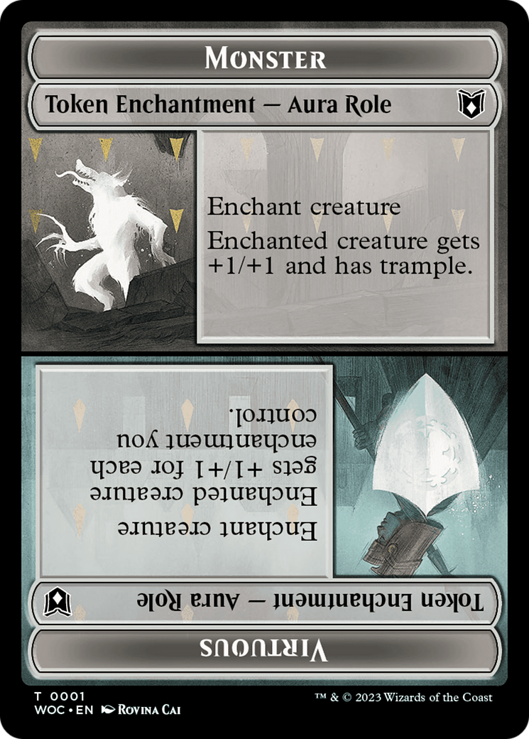 Copy // Monster Role / Virtuous Role Double-Sided Token [Wilds of Eldraine Commander Tokens] | Chromatic Games