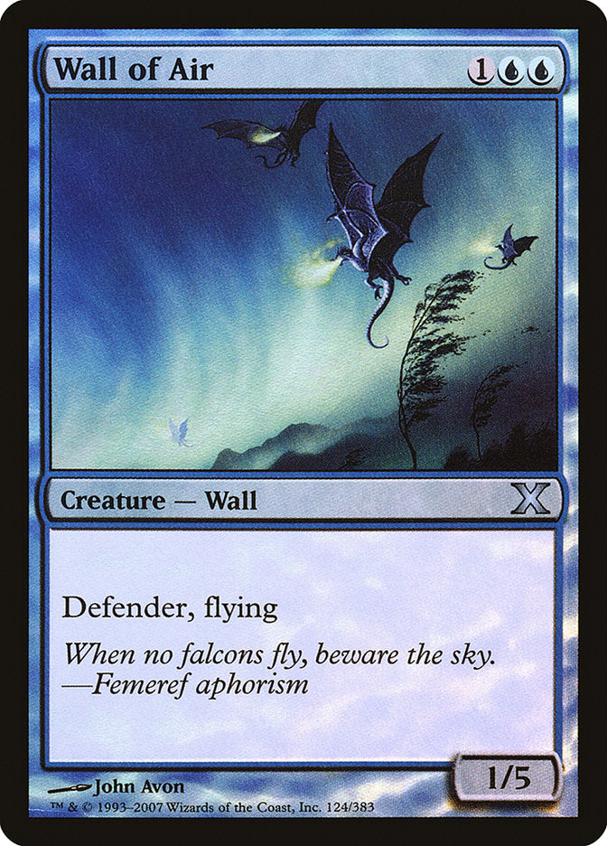 Wall of Air (Premium Foil) [Tenth Edition] | Chromatic Games