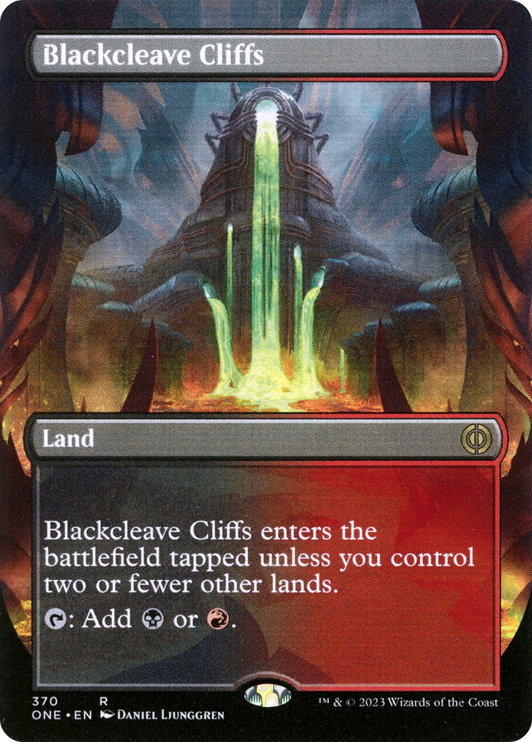 Blackcleave Cliffs (Borderless Alternate Art) [Phyrexia: All Will Be One] | Chromatic Games