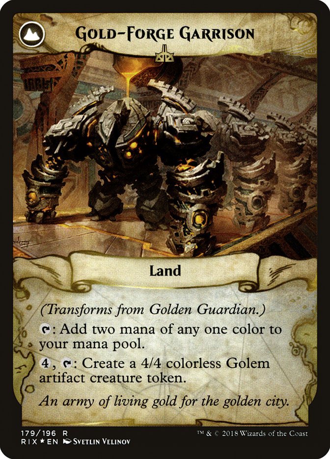 Golden Guardian // Gold-Forge Garrison [Rivals of Ixalan Prerelease Promos] | Chromatic Games