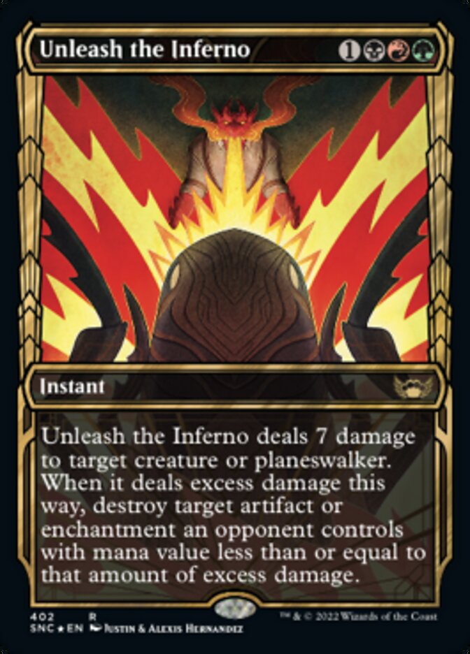 Unleash the Inferno (Showcase Golden Age Gilded Foil) [Streets of New Capenna] | Chromatic Games