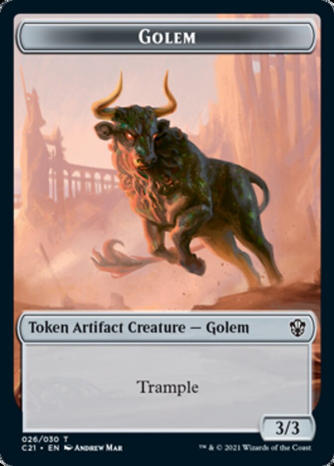 Golem (026) // Thopter Double-Sided Token [Commander 2021 Tokens] | Chromatic Games