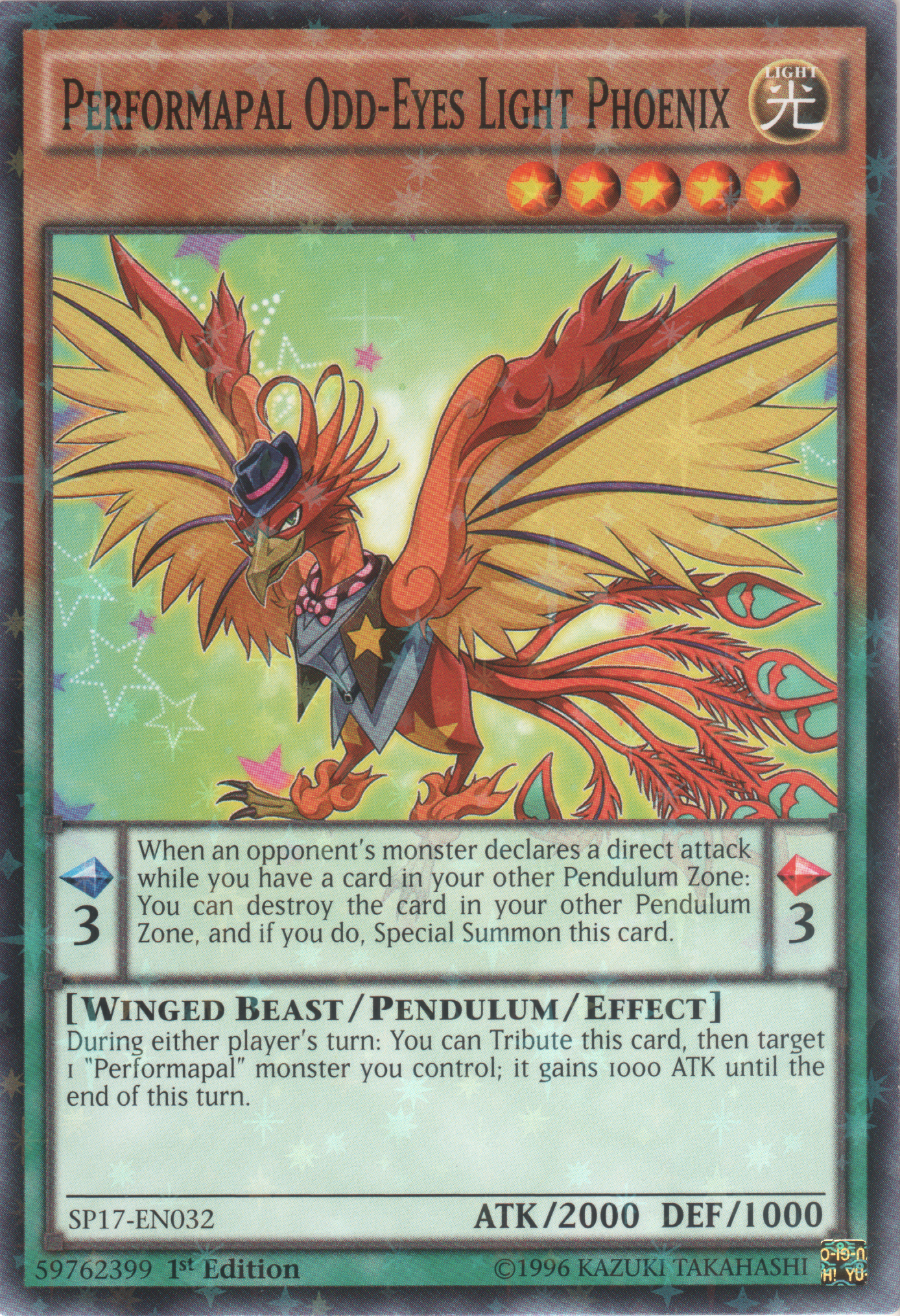 Performapal Odd-Eyes Light Phoenix (Starfoil) [SP17-EN032] Starfoil Rare | Chromatic Games