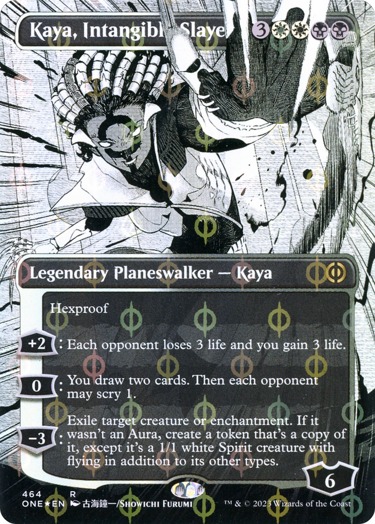 Kaya, Intangible Slayer (Borderless Manga Step-and-Compleat Foil) [Phyrexia: All Will Be One] | Chromatic Games