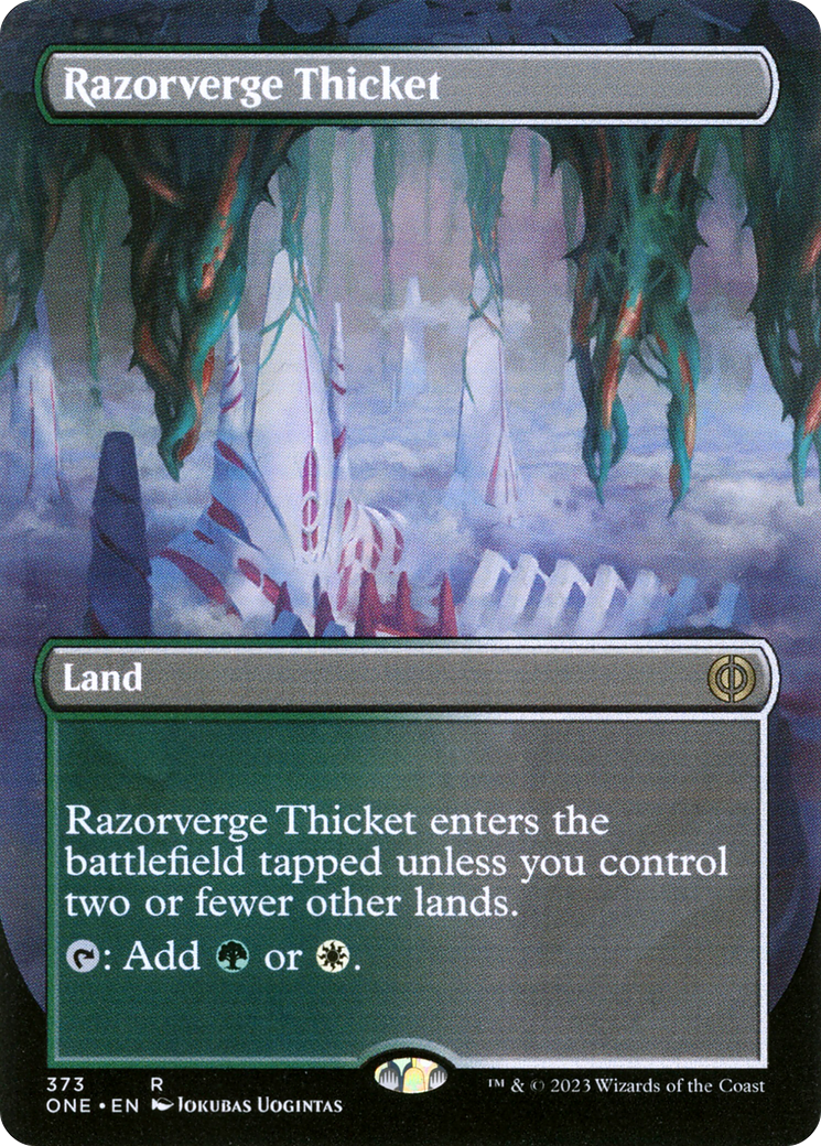 Razorverge Thicket (Borderless Alternate Art) [Phyrexia: All Will Be One] | Chromatic Games
