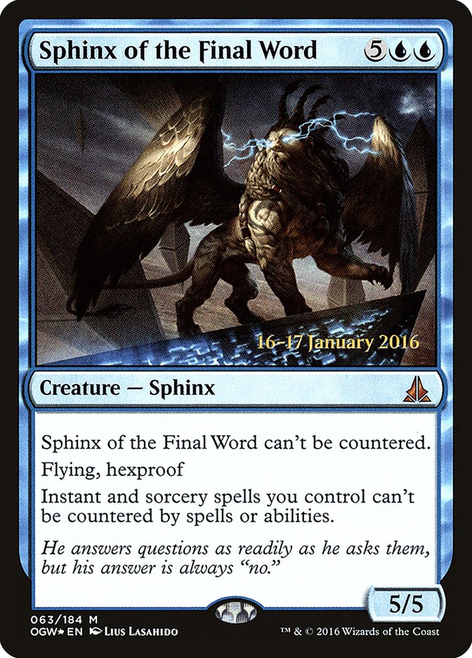 Sphinx of the Final Word [Oath of the Gatewatch Prerelease Promos] | Chromatic Games