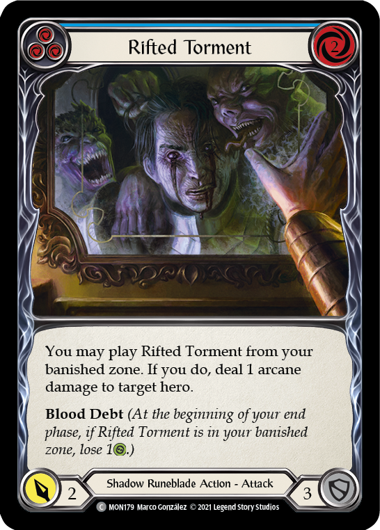 Rifted Torment (Blue) [MON179-RF] (Monarch)  1st Edition Rainbow Foil | Chromatic Games