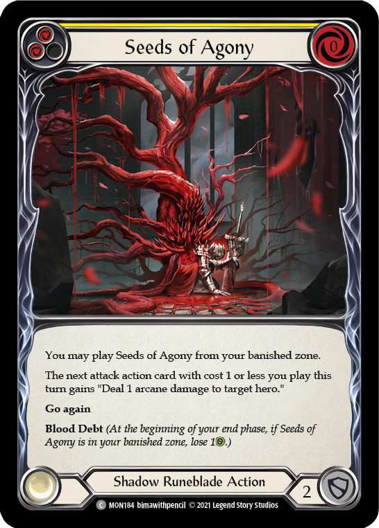 Seeds of Agony (Yellow) [MON184-RF] (Monarch)  1st Edition Rainbow Foil | Chromatic Games