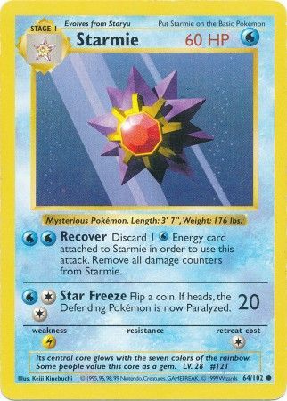 Starmie (64/102) [Base Set Shadowless Unlimited] | Chromatic Games