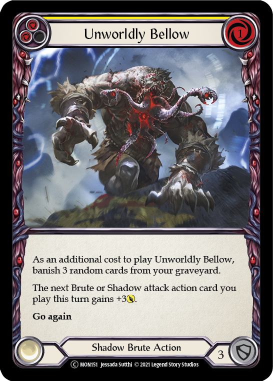 Unworldly Bellow (Yellow) [U-MON151-RF] (Monarch Unlimited)  Unlimited Rainbow Foil | Chromatic Games