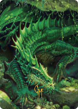 Lurking Green Dragon Art Card (Gold-Stamped Signature) [Commander Legends: Battle for Baldur's Gate Art Series] | Chromatic Games