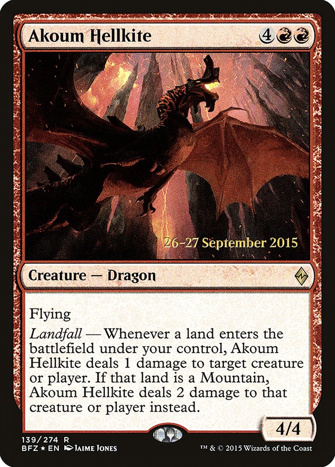 Akoum Hellkite [Battle for Zendikar Prerelease Promos] | Chromatic Games