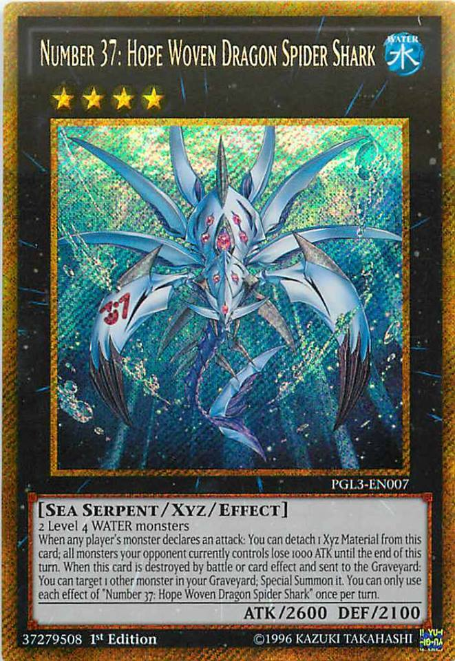 Number 37: Hope Woven Dragon Spider Shark [PGL3-EN007] Gold Secret Rare | Chromatic Games