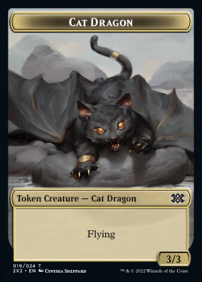 Cat Dragon // Knight Double-Sided Token [Double Masters 2022 Tokens] | Chromatic Games