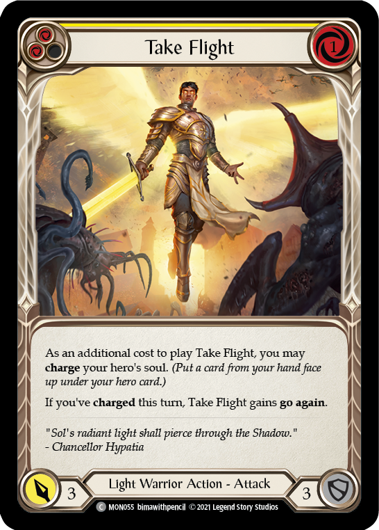 Take Flight (Yellow) [MON055-RF] (Monarch)  1st Edition Rainbow Foil | Chromatic Games