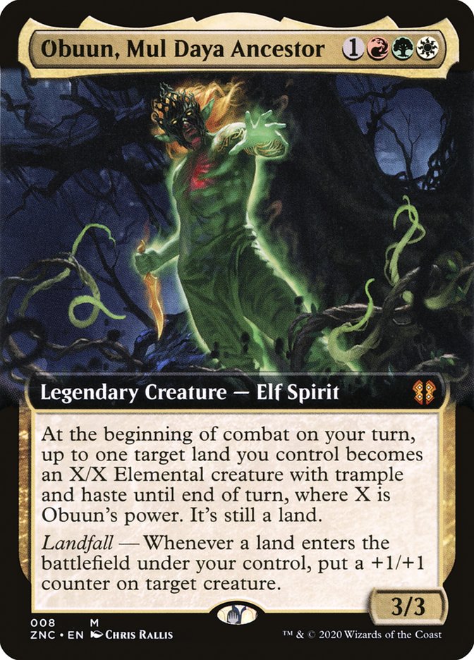 Obuun, Mul Daya Ancestor (Extended Art) [Zendikar Rising Commander] | Chromatic Games