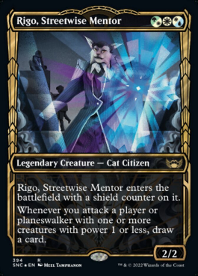 Rigo, Streetwise Mentor (Showcase Golden Age Gilded Foil) [Streets of New Capenna] | Chromatic Games