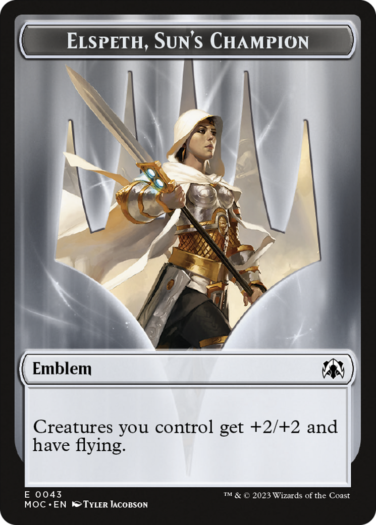 Warrior // Elspeth, Sun's Champion Emblem Double-Sided Token [March of the Machine Commander Tokens] | Chromatic Games