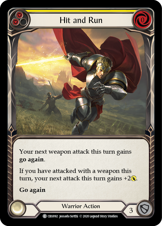 Hit and Run (Yellow) [CRU092] (Crucible of War)  1st Edition Rainbow Foil | Chromatic Games